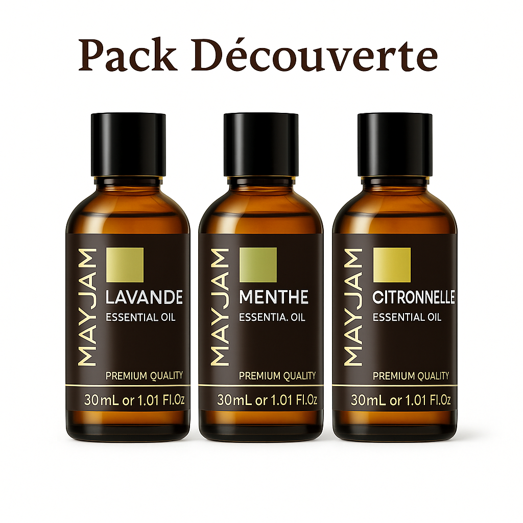 Pack Découverte Aromatique - 3 Huiles Essentielles Naturelles (Citronnelle, Menthe Poivrée, Vanille) - 3x30ml
