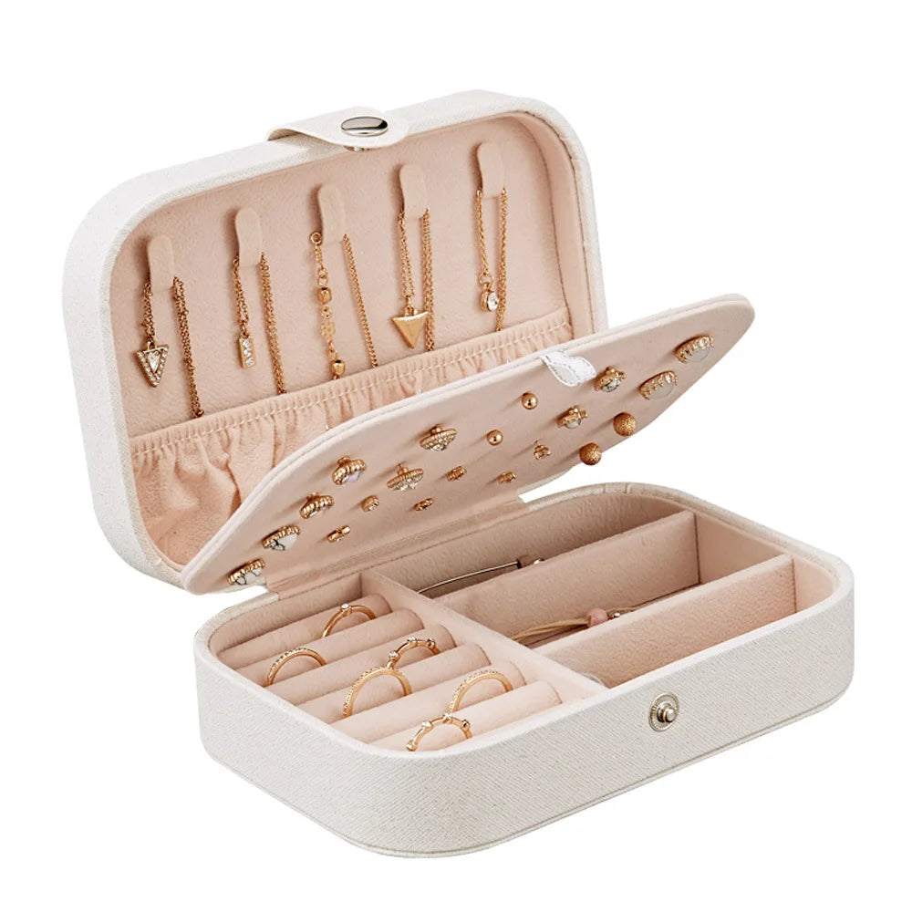 Boîte à bijoux portable en velours pastel – Organiseur compact pour voyage et sac à main