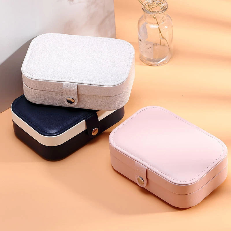 Boîte à bijoux portable en velours pastel – Organiseur compact pour voyage et sac à main