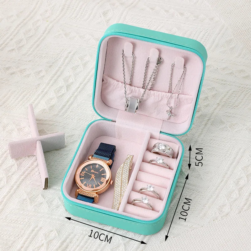Boîte à bijoux portable en velours pastel – Organiseur compact pour voyage et sac à main