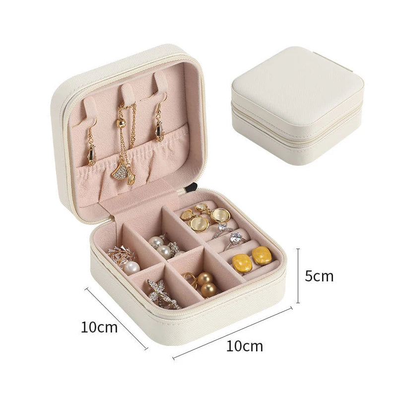 Boîte à bijoux portable en velours pastel – Organiseur compact pour voyage et sac à main