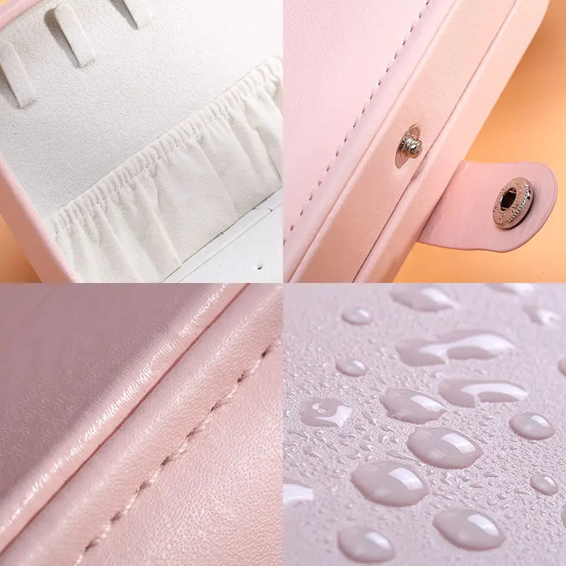 Boîte à bijoux portable en velours pastel – Organiseur compact pour voyage et sac à main