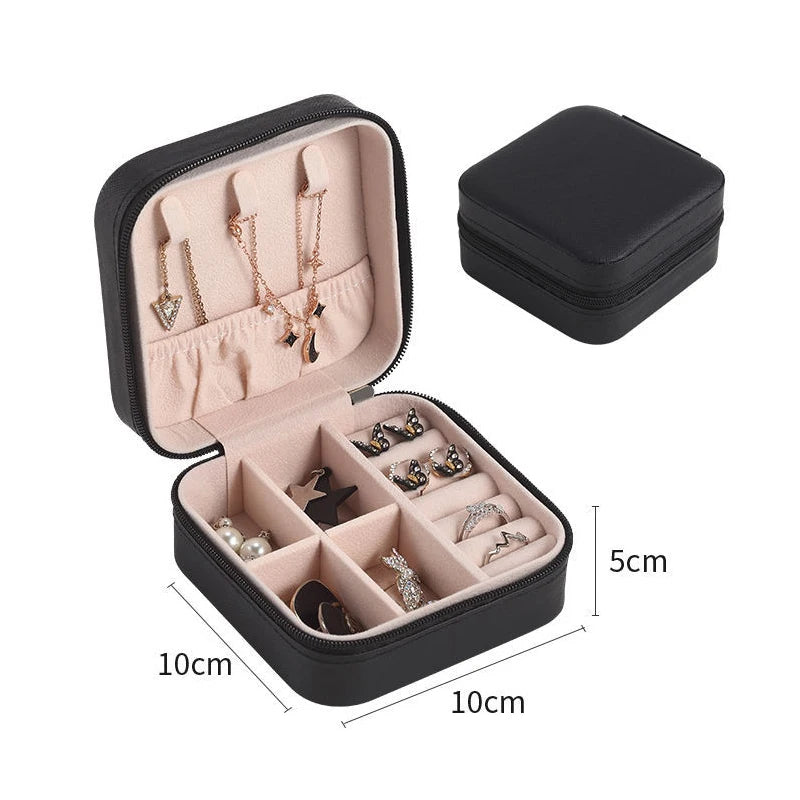 Boîte à bijoux portable en velours pastel – Organiseur compact pour voyage et sac à main