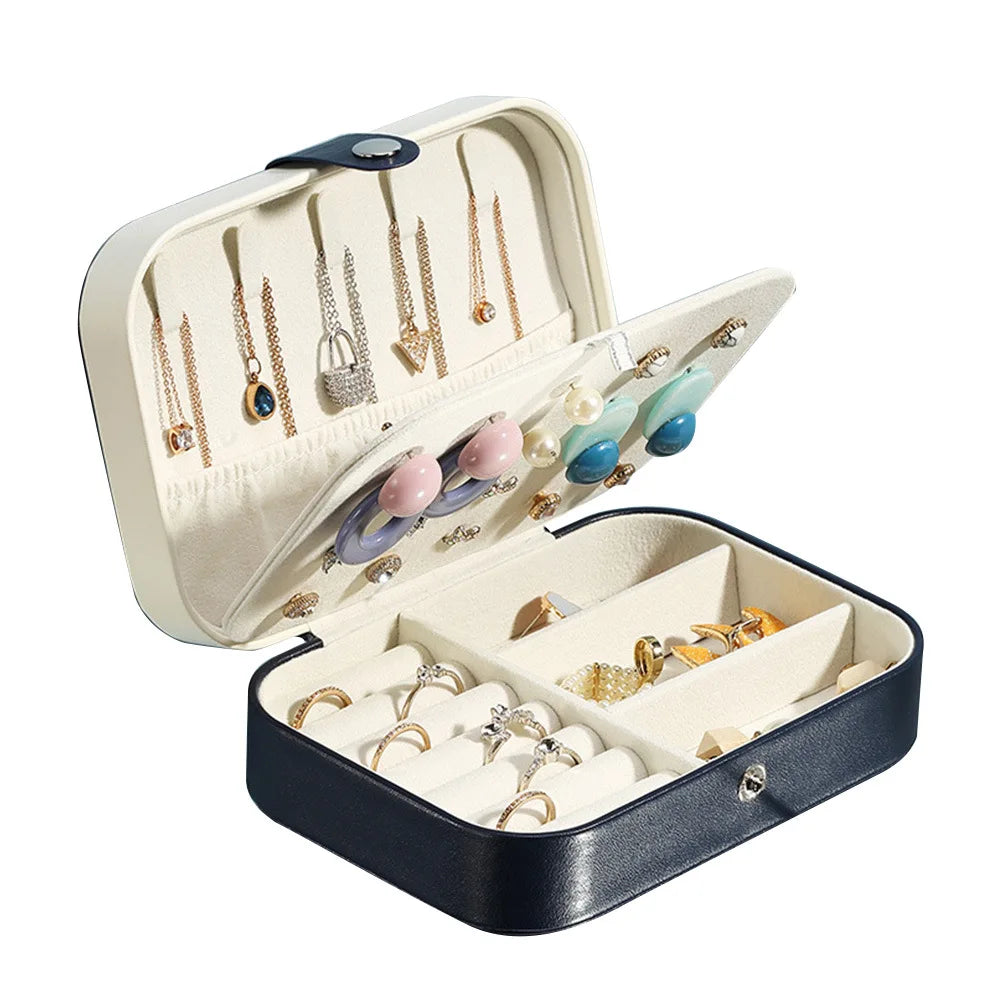 Boîte à bijoux portable en velours pastel – Organiseur compact pour voyage et sac à main