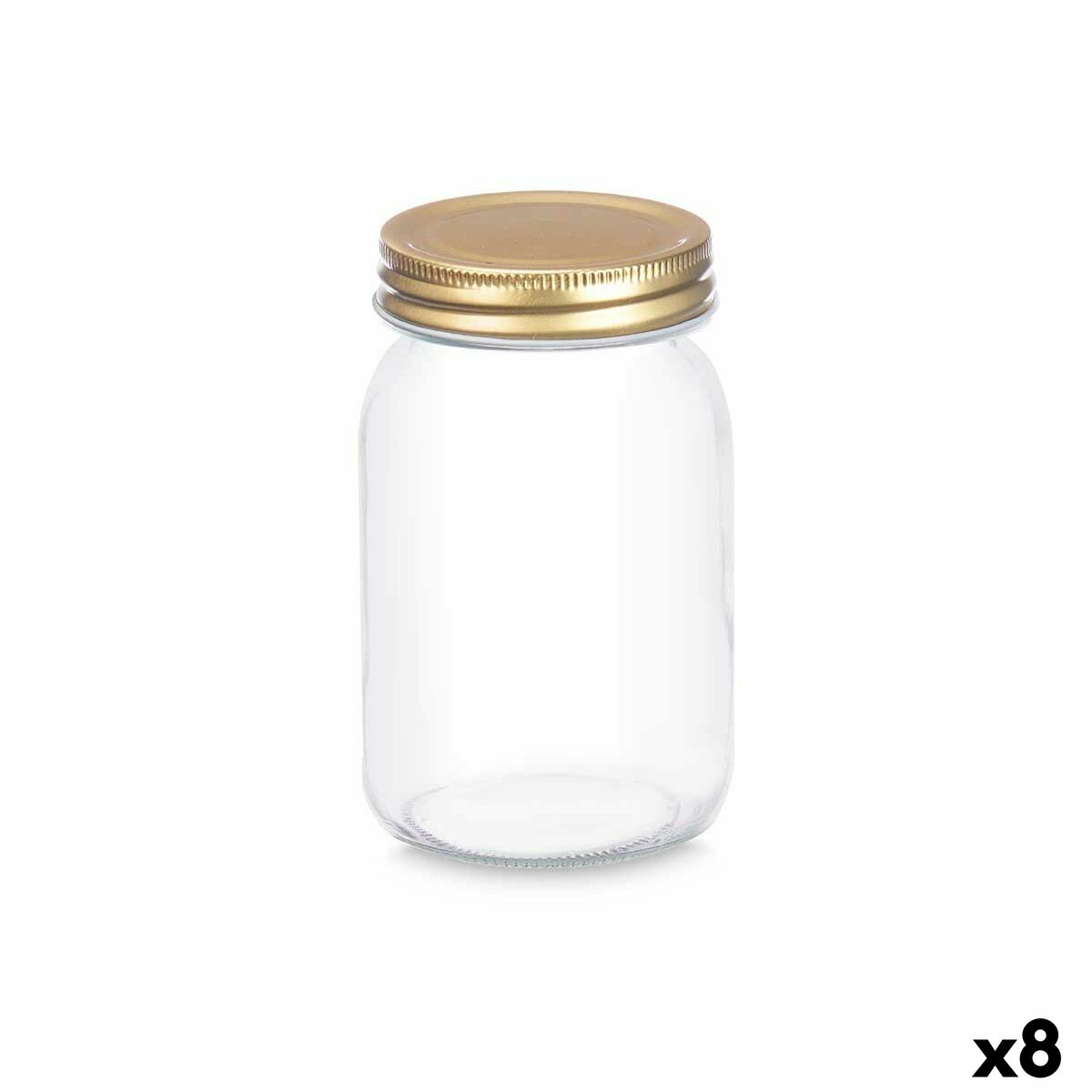Bocal en verre Vivalto 500 ml avec couvercle doré vu de face