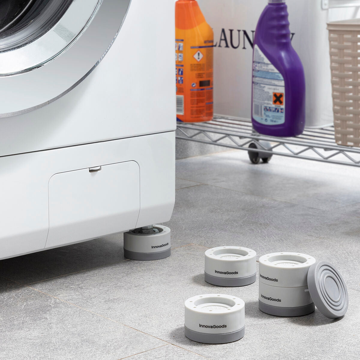 Pieds anti-vibrations InnovaGoods sous machine à laver