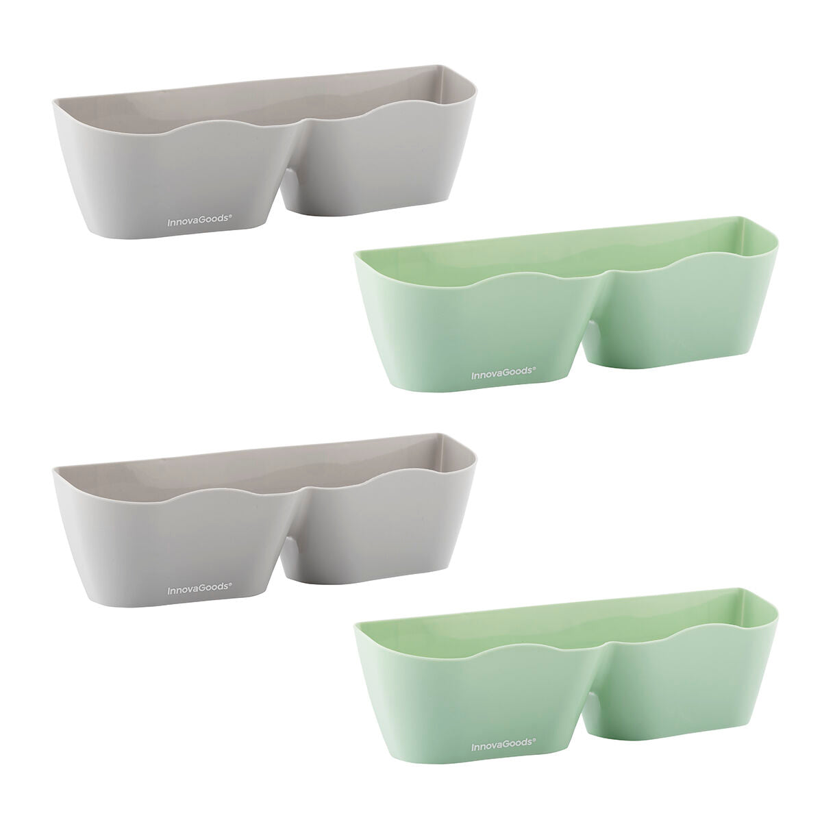 Pack de 4 supports muraux Innovagoods en vert pastel et gris clair