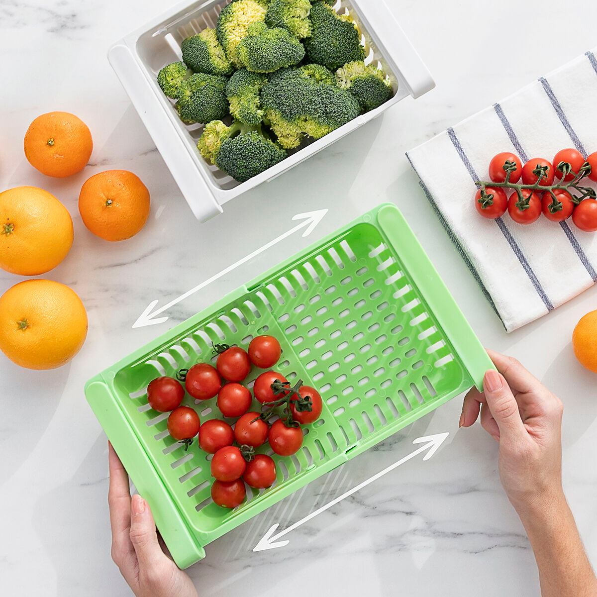 Bac extensible réfrigérateur réglable InnovaGoods Friwer pour fruits et légumes