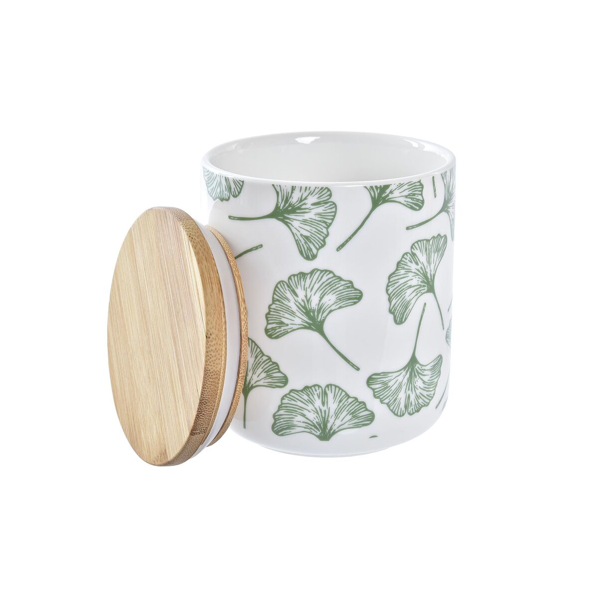 Pot en grès ouvert avec couvercle bambou naturel