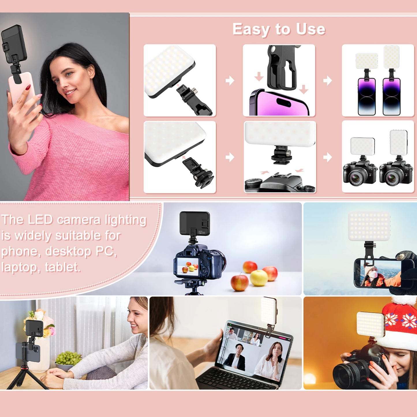 Anneau Lumineux Clip-On LED – Éclairage Selfie Rechargeable 3 Modes | Universel Smartphone