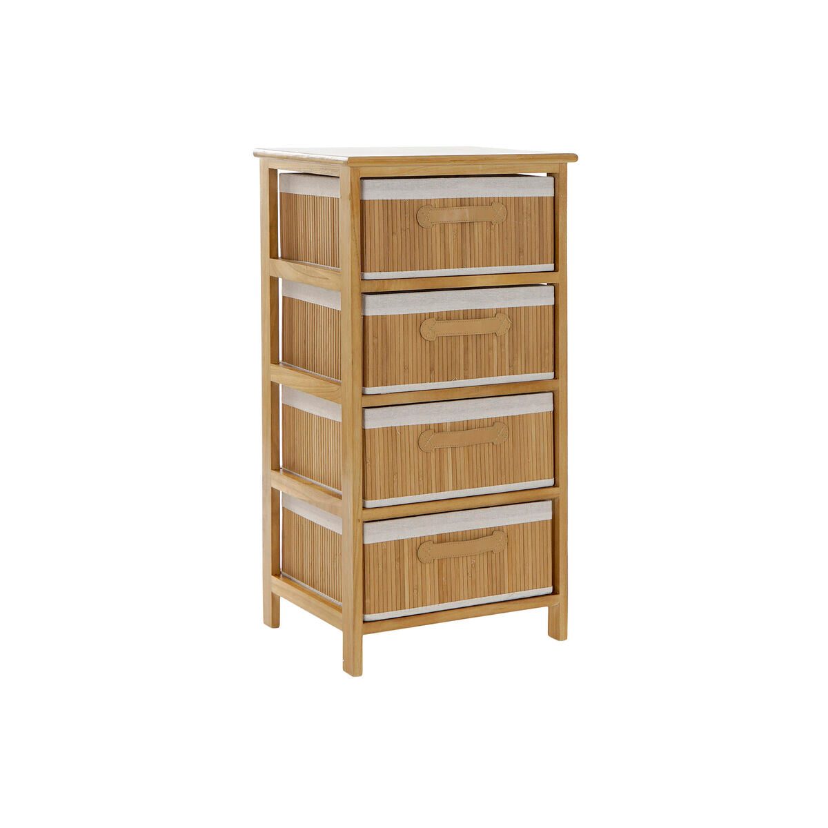 Meuble de rangement en bambou naturel avec 4 tiroirs – vue de face.