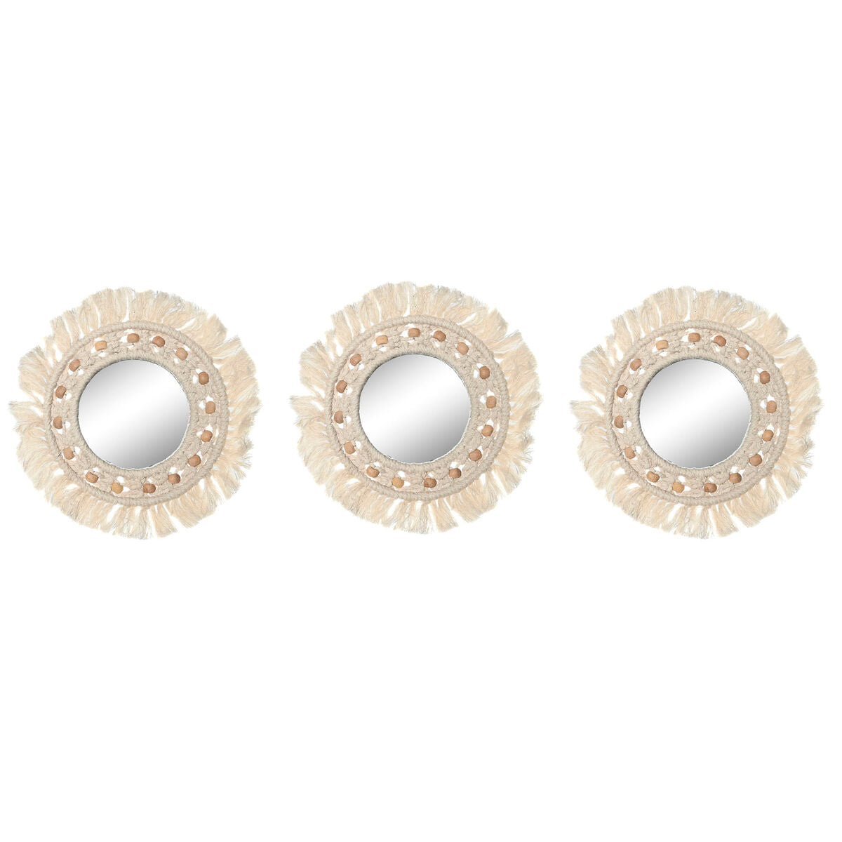 Lot de 3 miroirs muraux ronds style bohème blanc Home ESPRIT